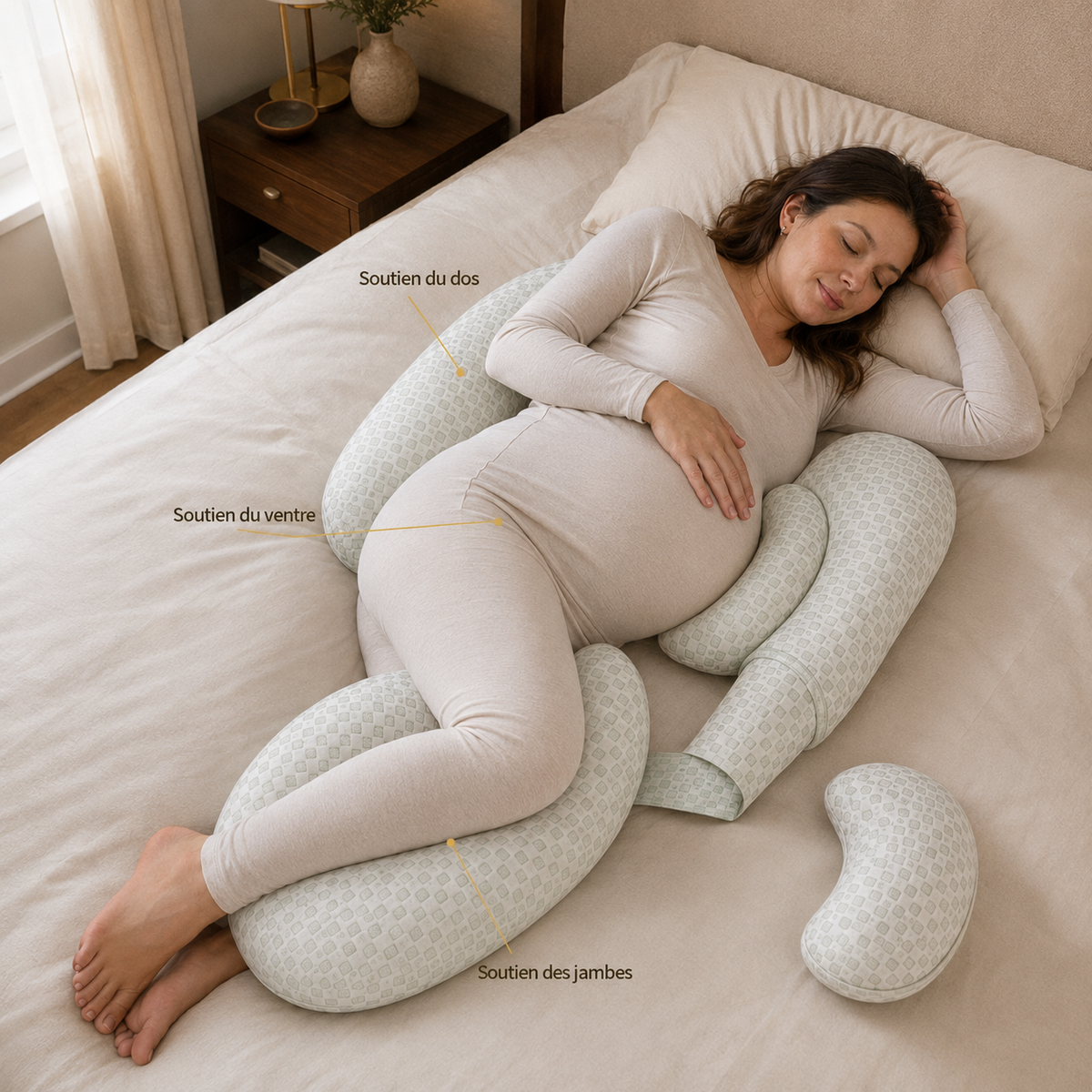 Coussin de Grossesse Maintien Ventre et Dos