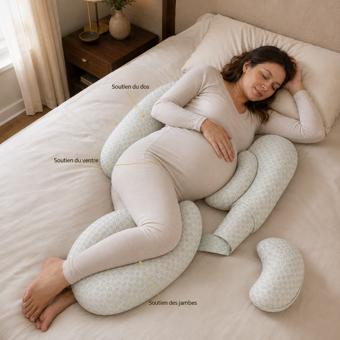 Coussin de Grossesse Maintien Ventre et Dos