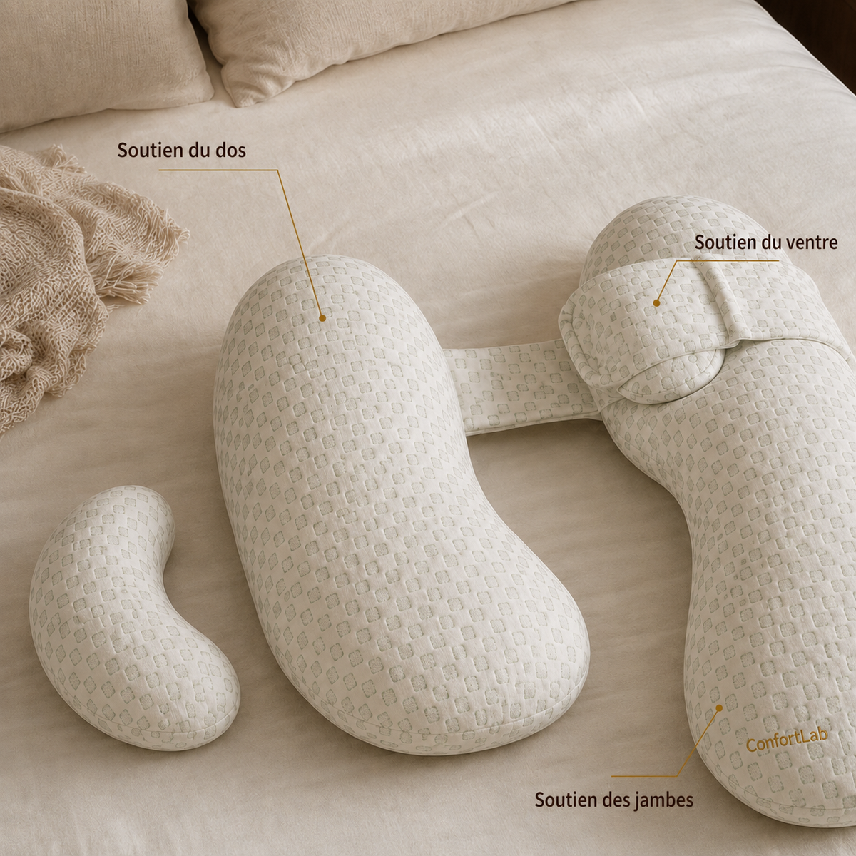 Coussin de Grossesse Maintien Ventre et Dos