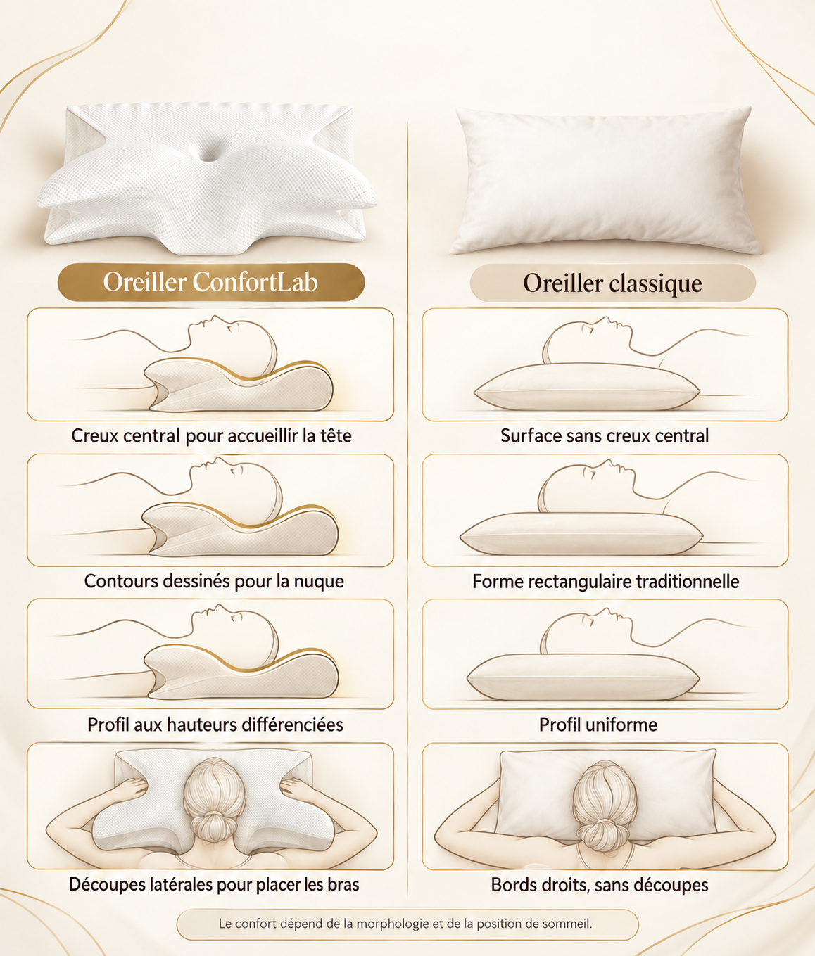 Oreiller Cervical Ergonomique Confort 2.0